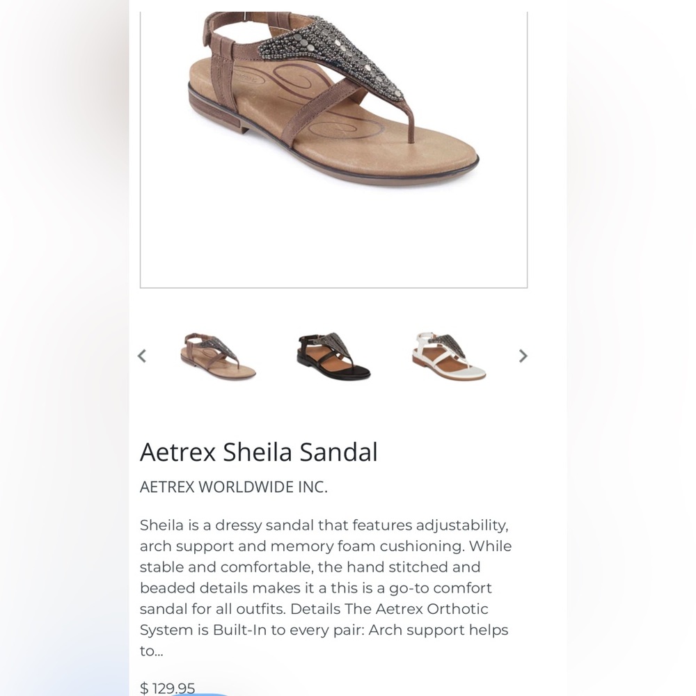 Aetrex Shelia Beaded Leather Sandal EU 42 Arch Support
